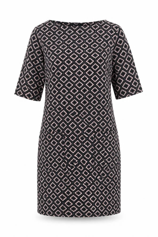 Next Womens Blue Geometric Polyester Shift  Size 8  Round Neck Pullover