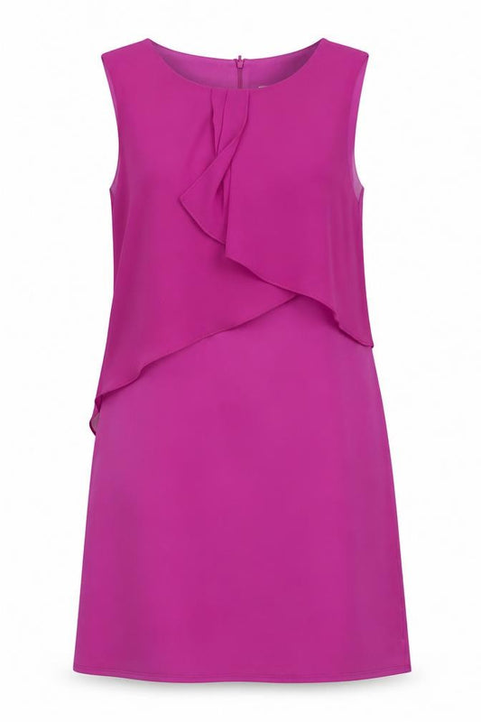 Front view of Oasis women’s purple polyester shift, size M, round neck zip