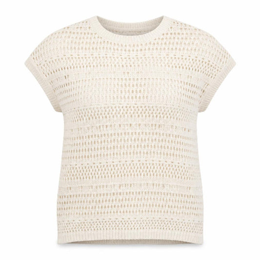 Front view of F&F women’s ivory round neck acrylic jumper, size UK 6