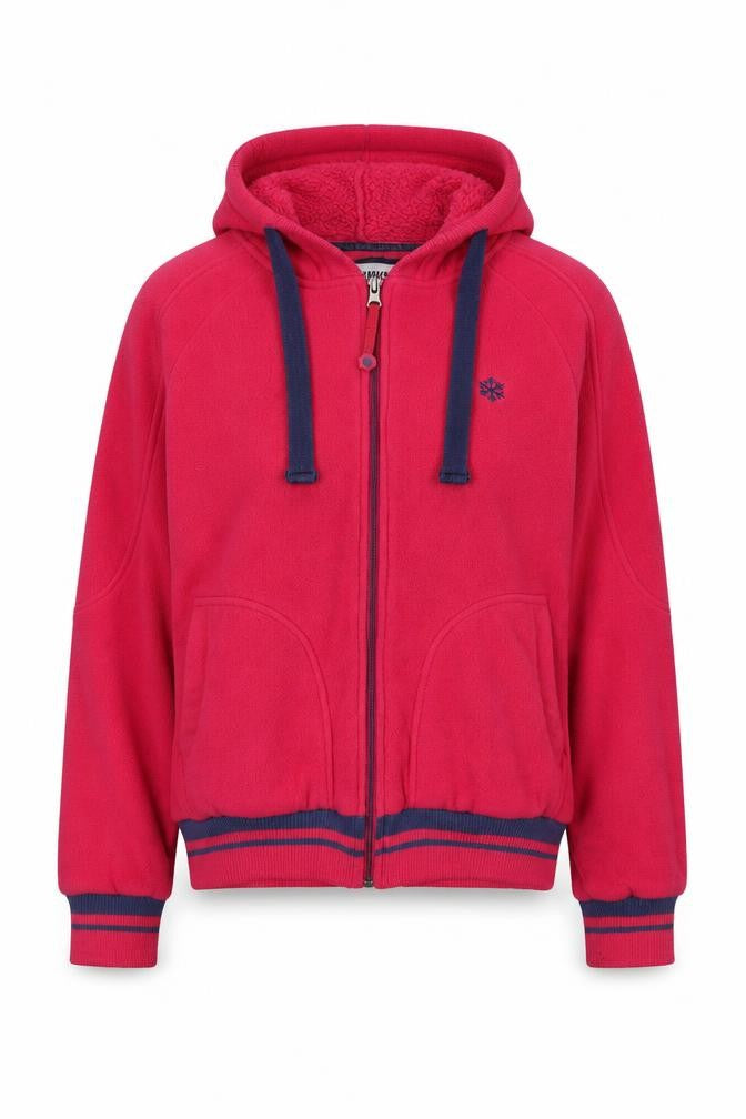 Front view of Backswing women’s pink polyester full zip hoodie, size UK 10