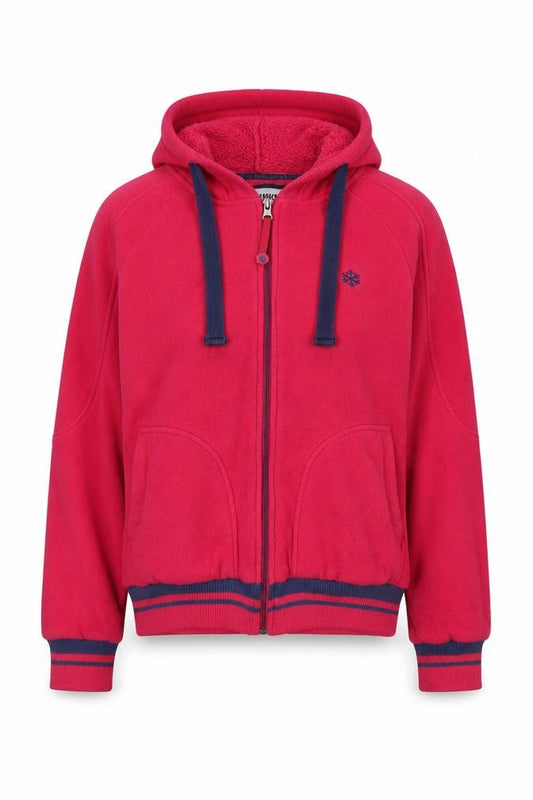 Front view of Backswing women’s pink polyester full zip hoodie, size UK 10