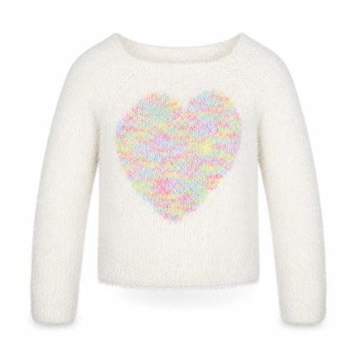 SOPHIE Girls White Round Neck  Polyester Pullover Jumper Size 12-13 Years   - Love Heart