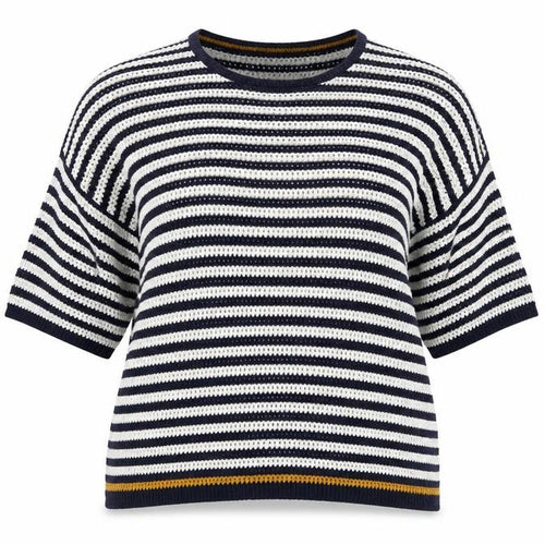 Papaya Womens Blue Round Neck Striped Acrylic Pullover Jumper Size XL