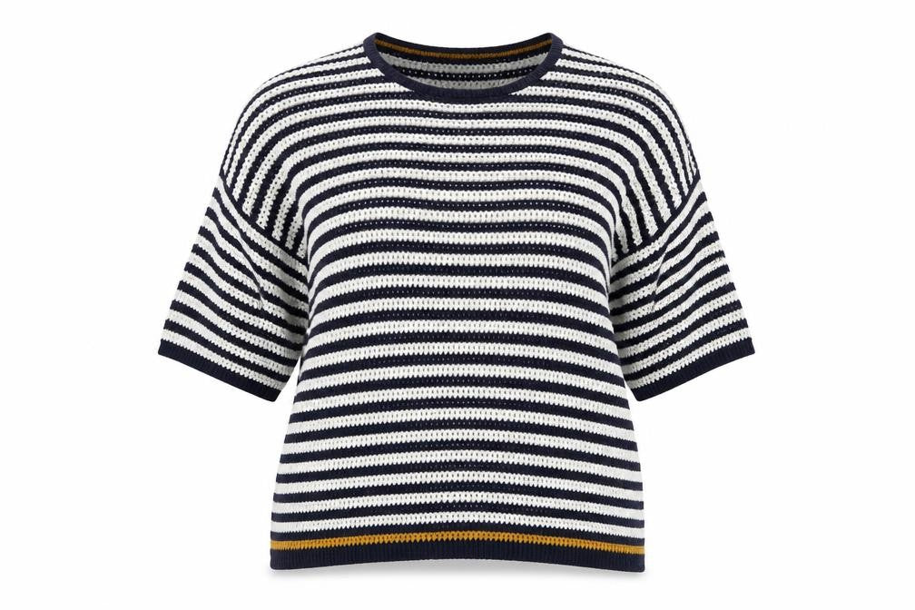 Papaya Womens Blue Round Neck Striped Acrylic Pullover Jumper Size XL