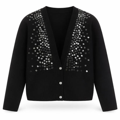 Select Womens Black Round Neck  Acrylic Cardigan Jumper Size 14