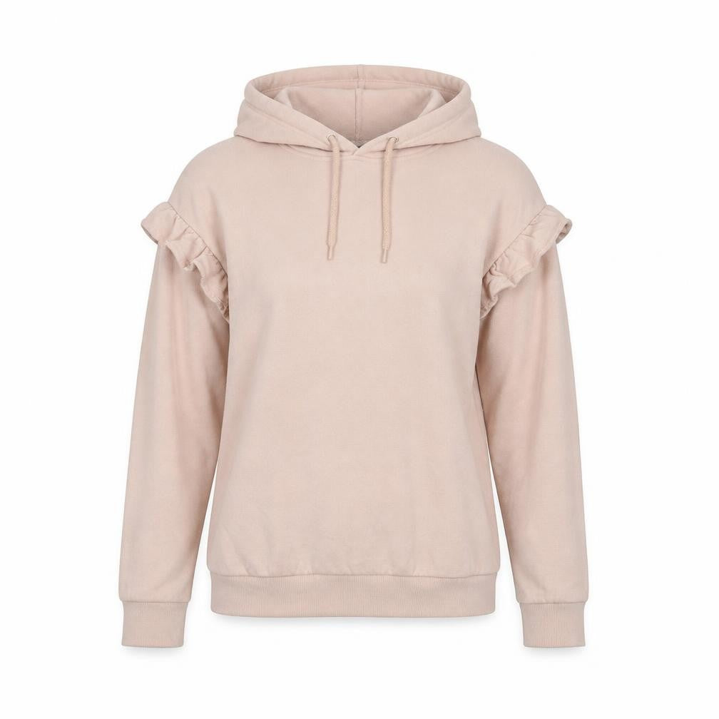 Front view of Papaya women’s pink cotton pullover hoodie, size XS