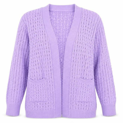 Pure & Natural` Womens Purple V-Neck  Acrylic Cardigan Jumper Size M