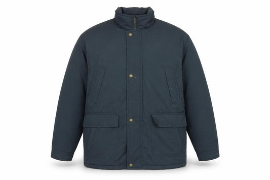 Front view of C&A men’s green puffer jacket jacket, size L, zip