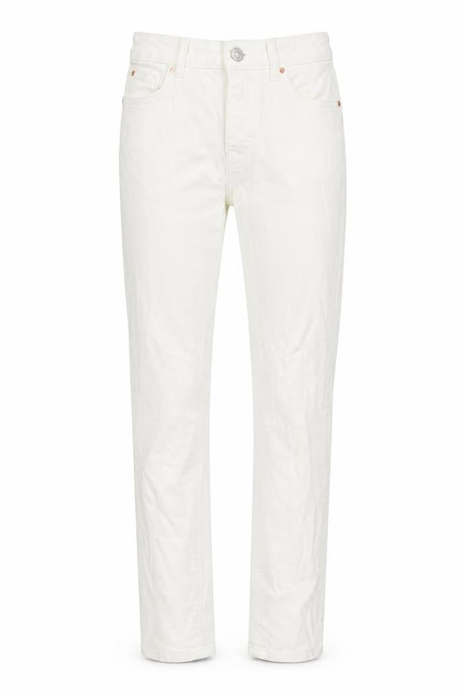 Denim & Co. Womens White  Cotton Straight Jeans Size 8 L29 in Regular Zip