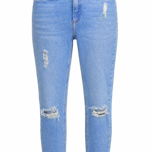 New Look Womens Blue  Cotton Cropped Jeans Size 6 L22 in Regular Zip