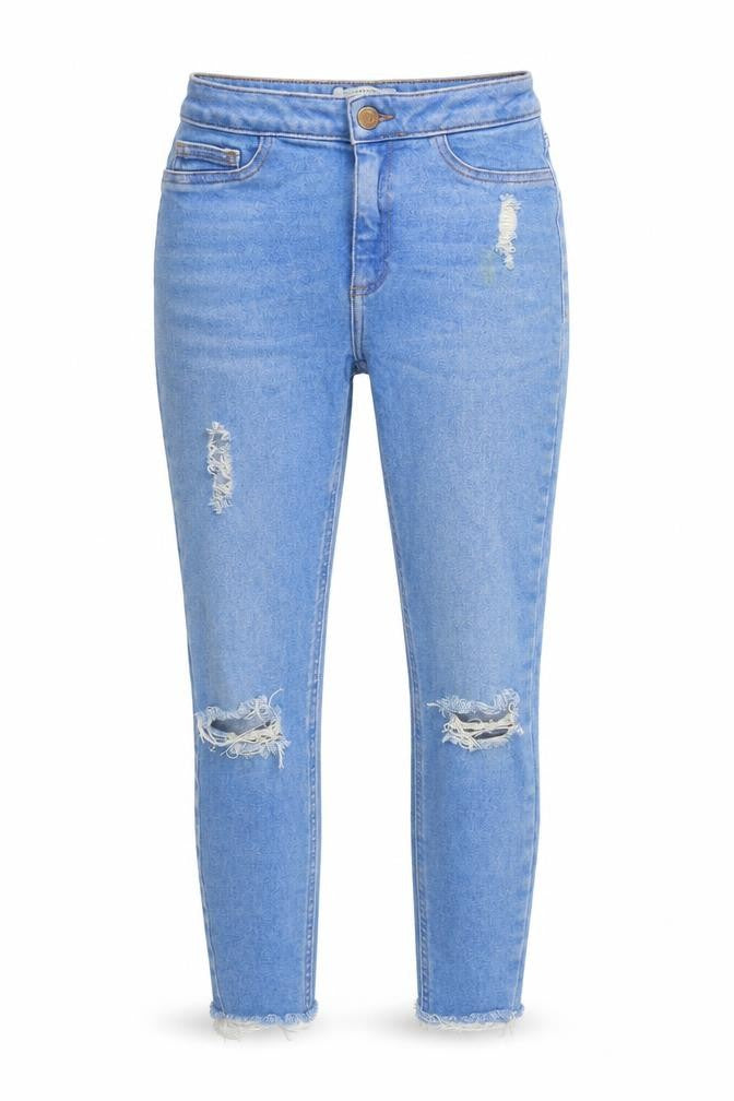 New Look Womens Blue  Cotton Cropped Jeans Size 6 L22 in Regular Zip