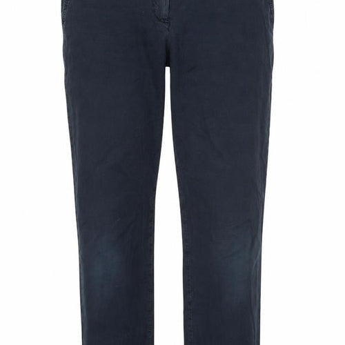 Marks and Spencer Womens Blue  Cotton Trousers  Size 10 L29 in Regular Zip