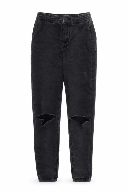 Front view of Topshop women’s black cotton straight jeans, size UK 24, in, 24-inch leg regular zip