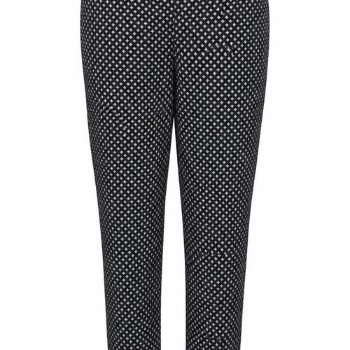 Oasis Womens Grey Geometric Cotton Trousers  Size 10 L26 in Regular Hook & Eye