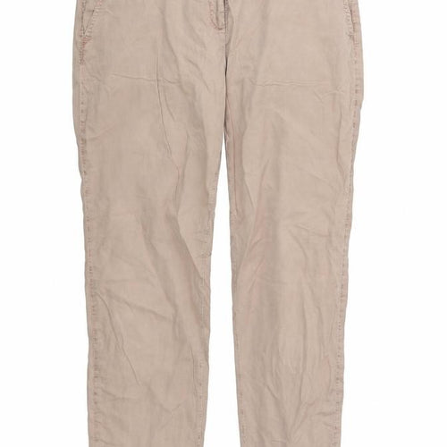 Marks and Spencer Womens Pink  Cotton Trousers  Size 32 in L28 in Regular Button