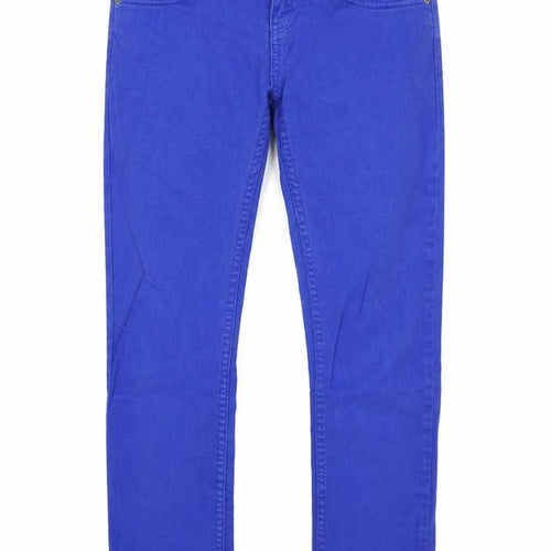 Topshop Womens Blue  Cotton Straight Jeans Size 30 in L30 in Regular Button