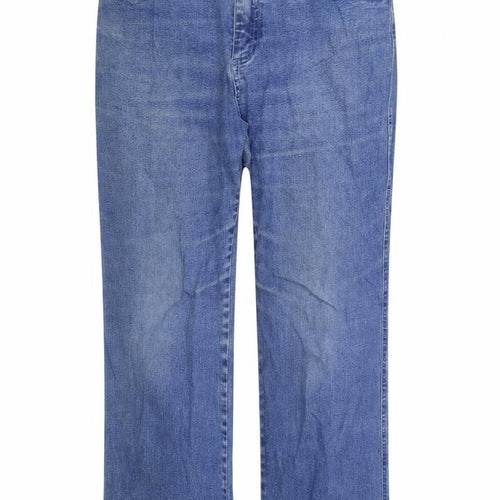 Greensource Womens Blue  Cotton Straight Jeans Size 32 in L28 in Regular Button