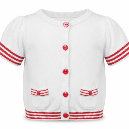 Mothercare Girls White  100% Cotton Cardigan Jumper Size 9-12 Months  Button