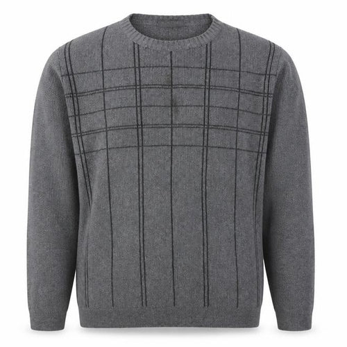 Burton Menswear Mens Grey Round Neck Striped Acrylic Pullover Jumper Size L