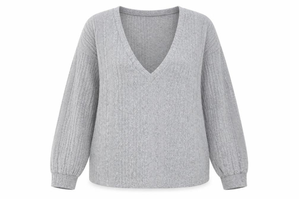Front view of SHEIN women’s grey polyester pullover sweatshirt, size L, pullover