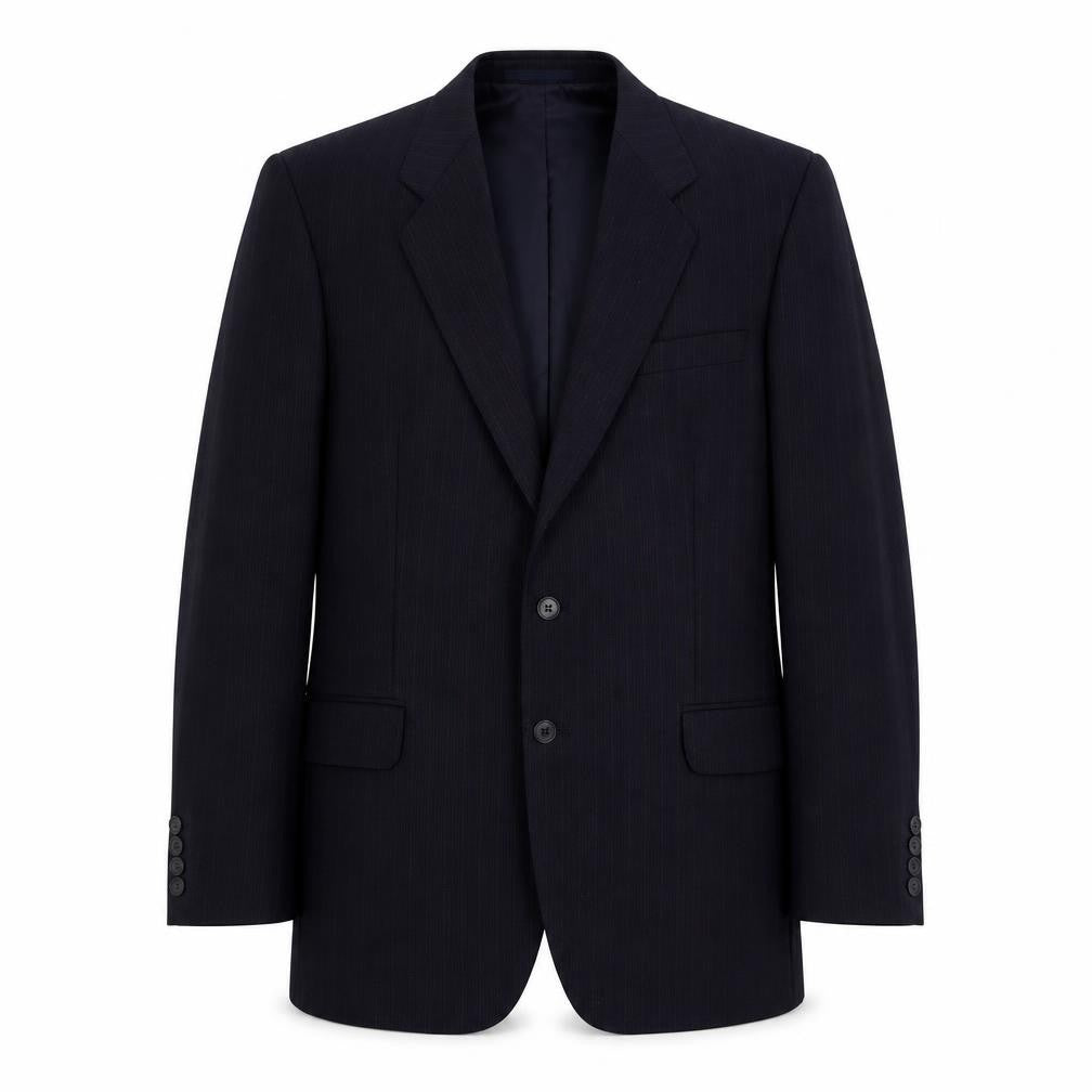 Front view of St Michael men’s blue striped wool jacket suit jacket, size 40