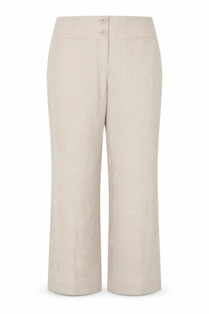 Front view of Autonomy women’s beige polyester trousers, size UK 16, 29-inch leg regular button