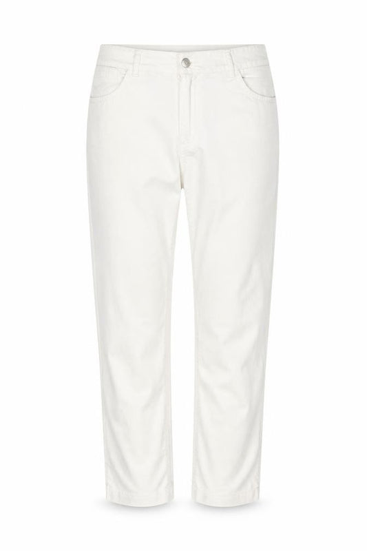 Front view of Carol women’s white cotton cropped jeans, size UK 10, 26-inch leg regular button
