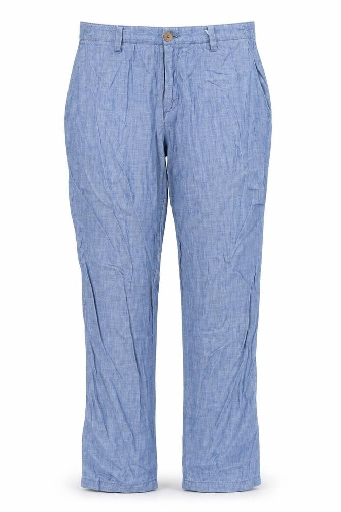 Front view of Gap women’s blue cotton straight jeans, size UK 8, 27-inch leg regular button