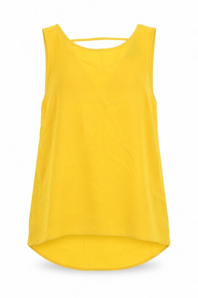 Dorothy Perkins Womens Yellow  Polyester Camisole Blouse Size 10 Round Neck