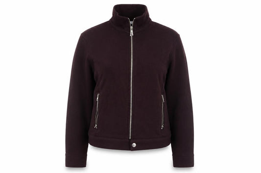 Front view of Marks & Spencer women’s purple jacket, size UK 14, zip