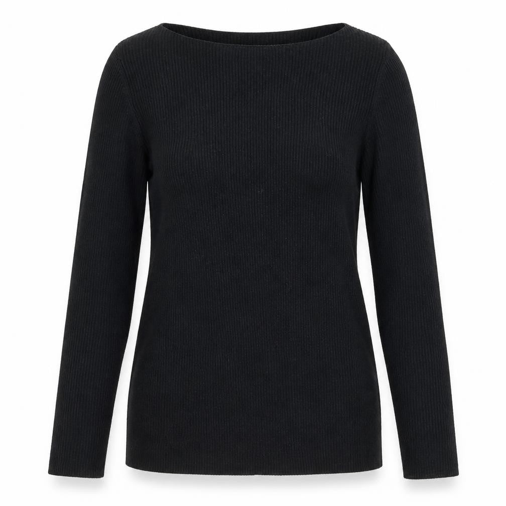 Front view of Gap women’s black boat neck cotton jumper, size XS
