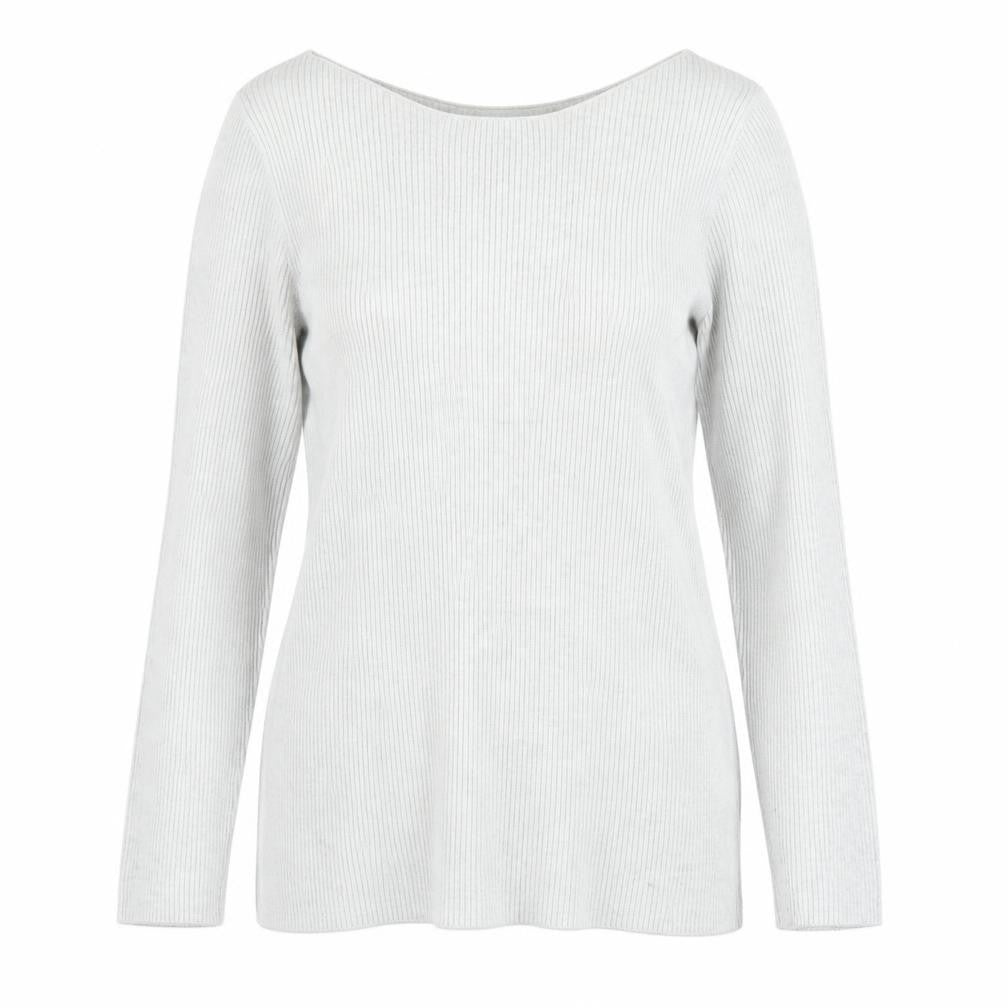 Front view of Gap women’s grey boat neck acrylic jumper, size XS