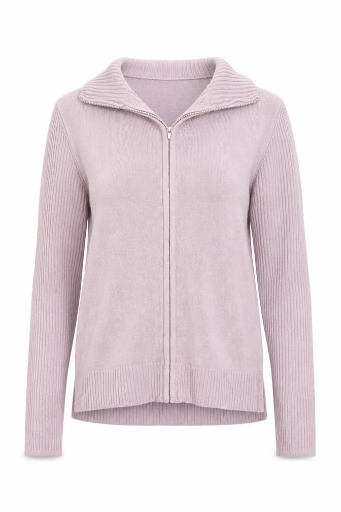 Ellie Louise Womens Purple Collared  Acrylic Full Zip Jumper Size S