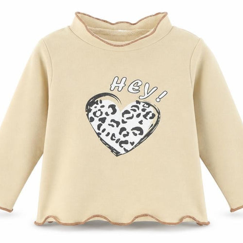 SheIn Girls Brown Animal Print Polyester Basic T-Shirt Size 9-12 Months Mock Neck  - Hey