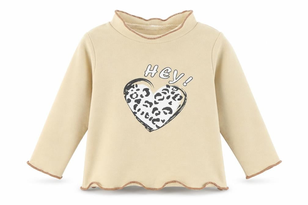 SheIn Girls Brown Animal Print Polyester Basic T-Shirt Size 9-12 Months Mock Neck  - Hey