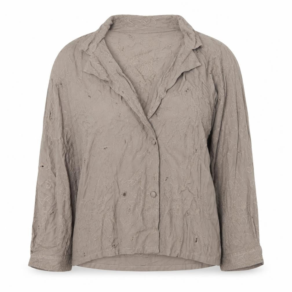 Front view of Together women’s brown viscose basic blouse, size UK 12, v-neck
