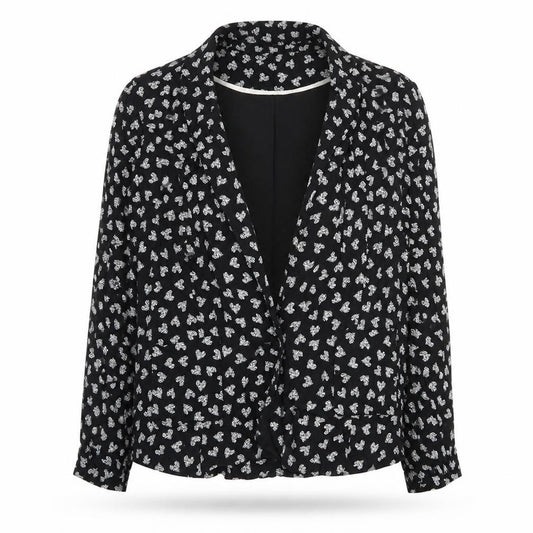Front view of Primark women’s black geometric jacket blazer, size UK 14, button