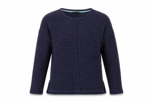 Front view of Next women’s blue round neck cotton jumper, size UK 12