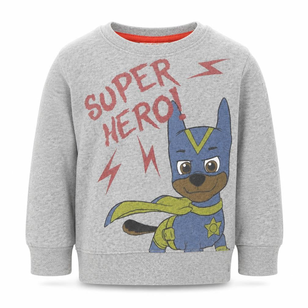 Front view of Next boys’ grey crew neck cotton jumper, size 2, years pullover - paw patrol