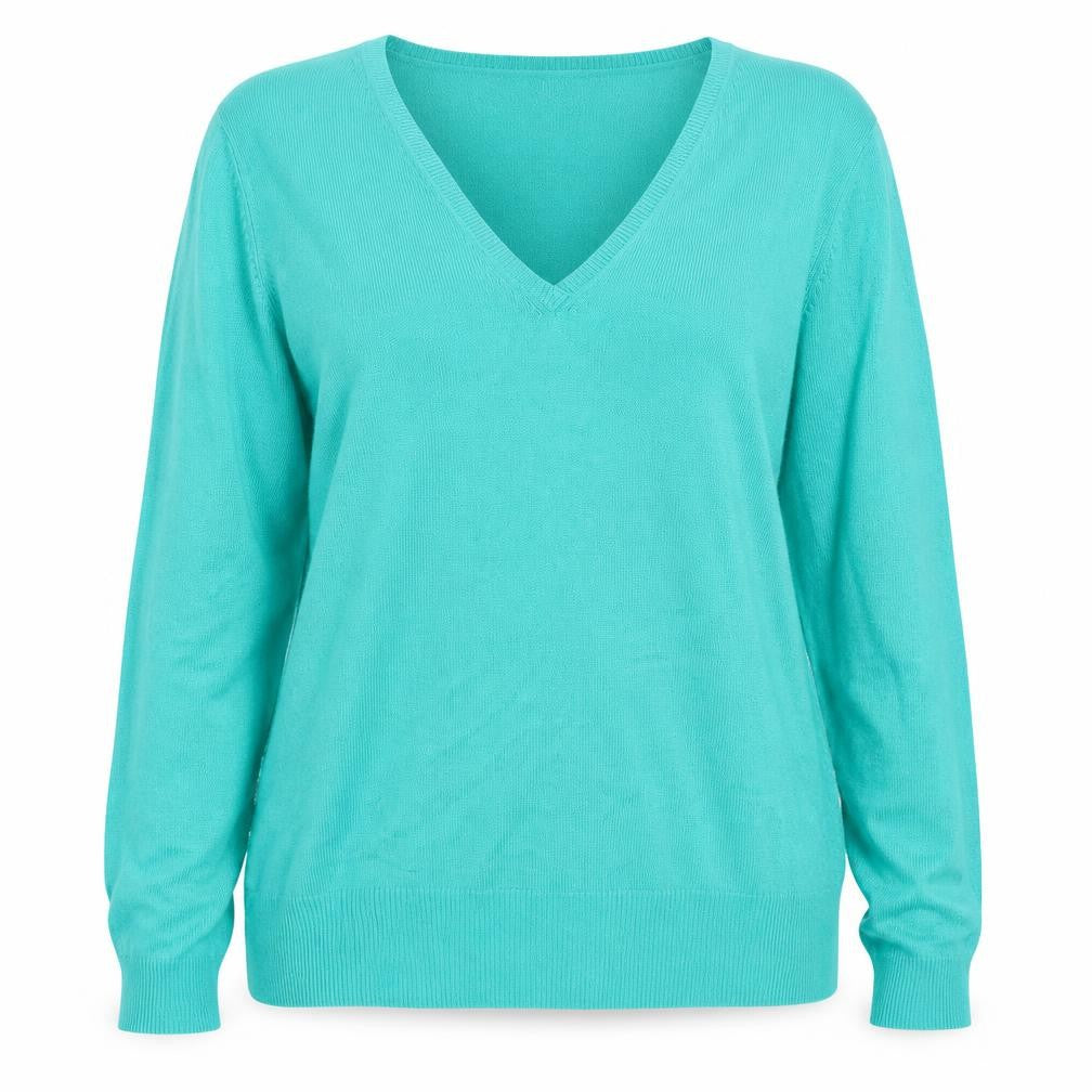 Collection Womens Green V-Neck  Acrylic Pullover Jumper Size 18   - Debenhams