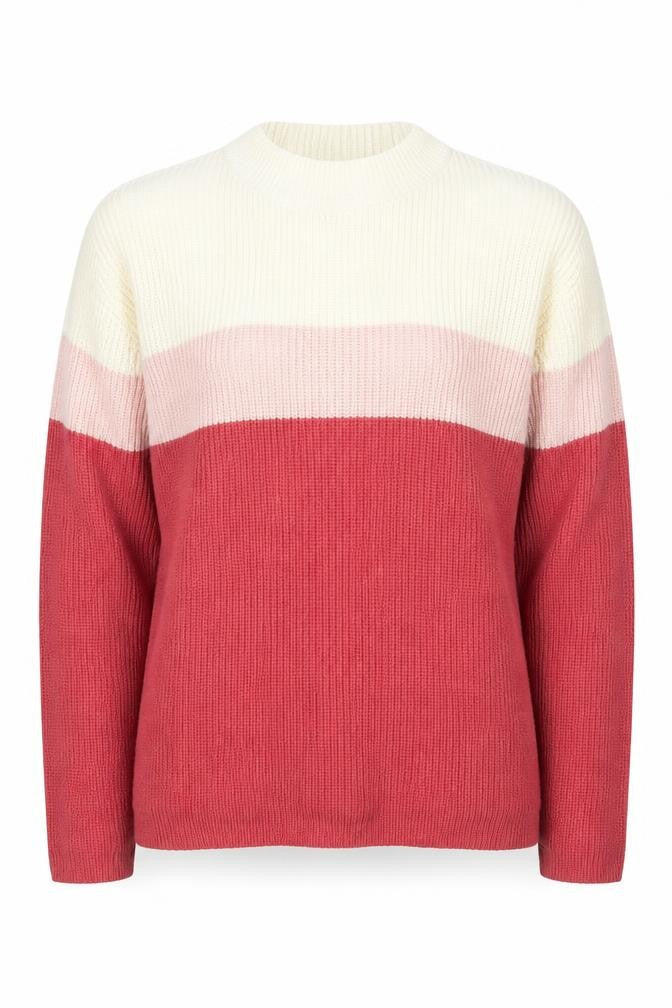 Front view of Pure & Natural women’s multicoloured mock neck striped acrylic jumper, size L