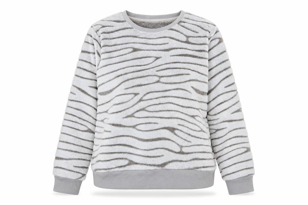 Debenhams Womens Grey Crew Neck Animal Print Polyester Pullover Jumper Size 12   - Lounge Top