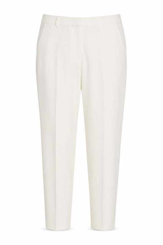 Front view of ASOS women’s ivory polyester trousers, size S, 27-inch leg regular zip