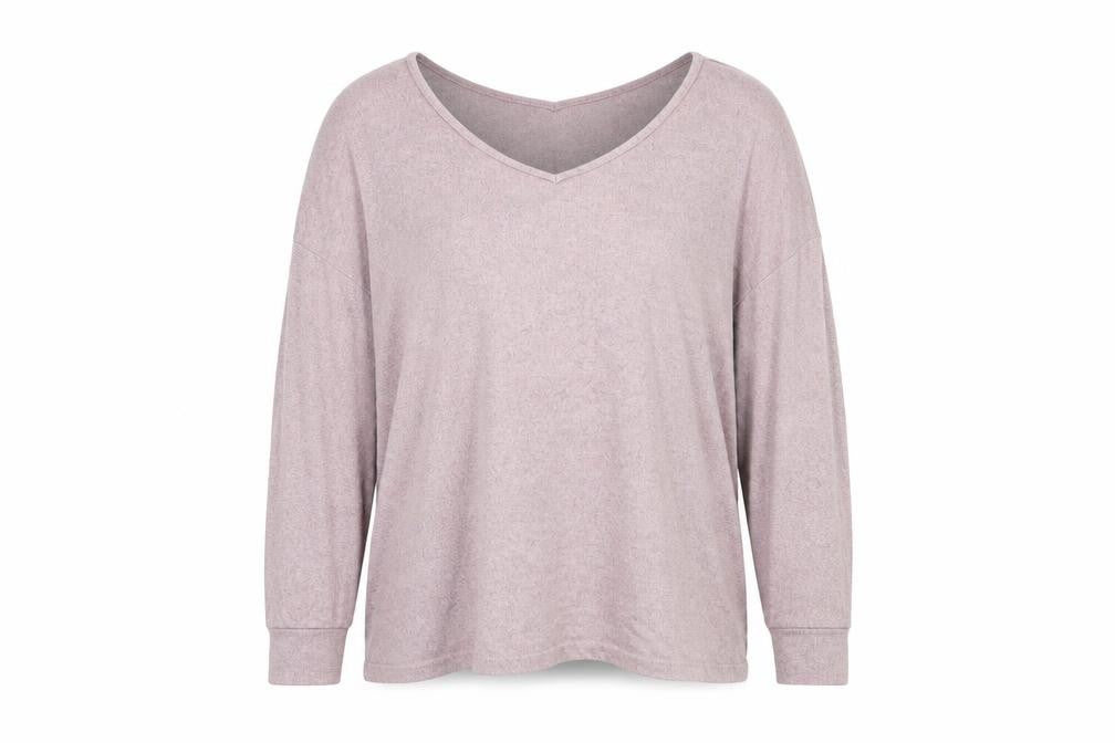 SheIn Womens Pink  Polyester Jersey T-Shirt Size XL V-Neck - Batwing