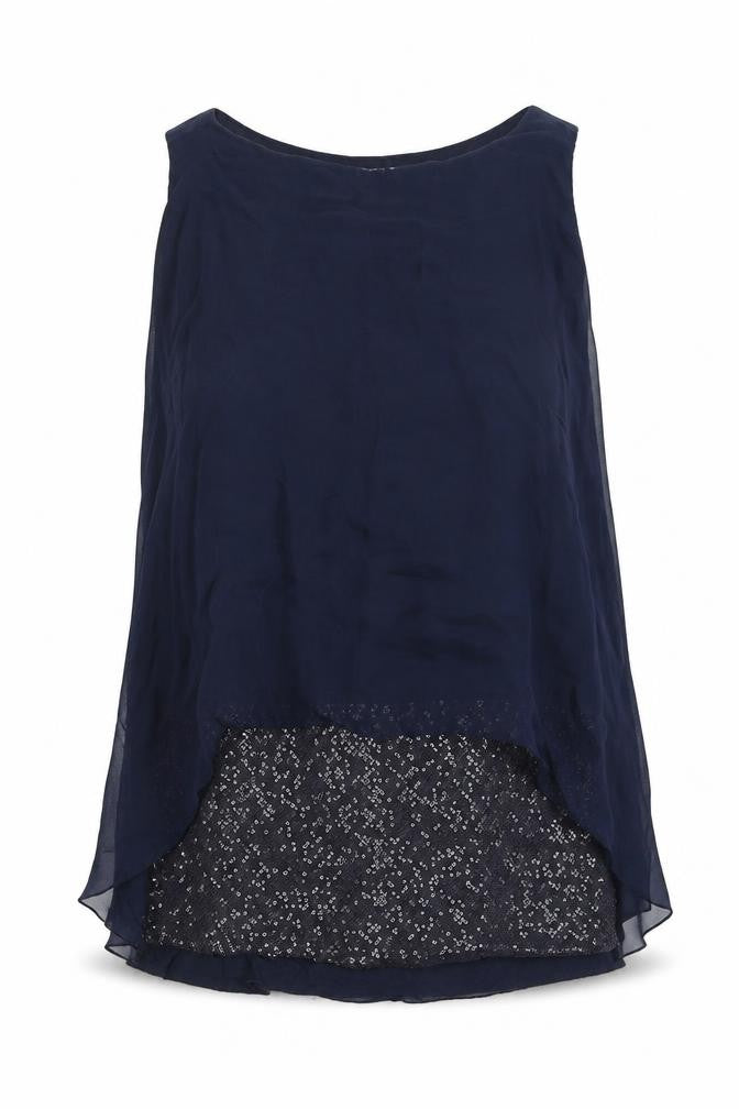 Front view of H Trend women’s blue viscose basic t-shirt, size M, round neck