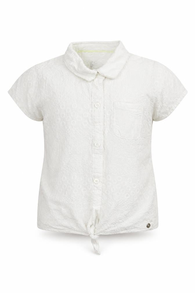 Front view of Debenhams girls’ white cotton basic button-up, size 9, years collared