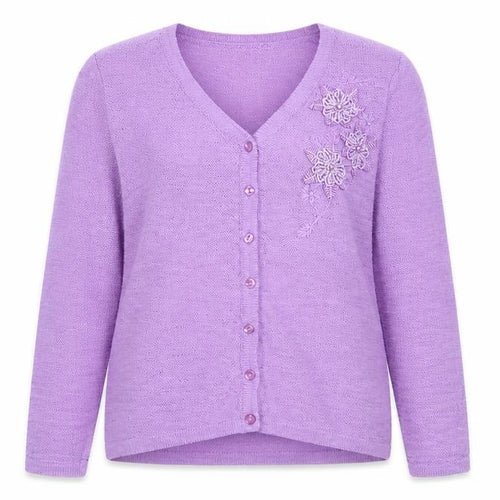 FAY LOUISE  Womens Purple V-Neck  Acrylic Pullover Jumper Size XL