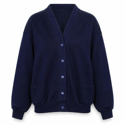 Uni Womens Blue V-Neck  Acrylic Cardigan Jumper Size M