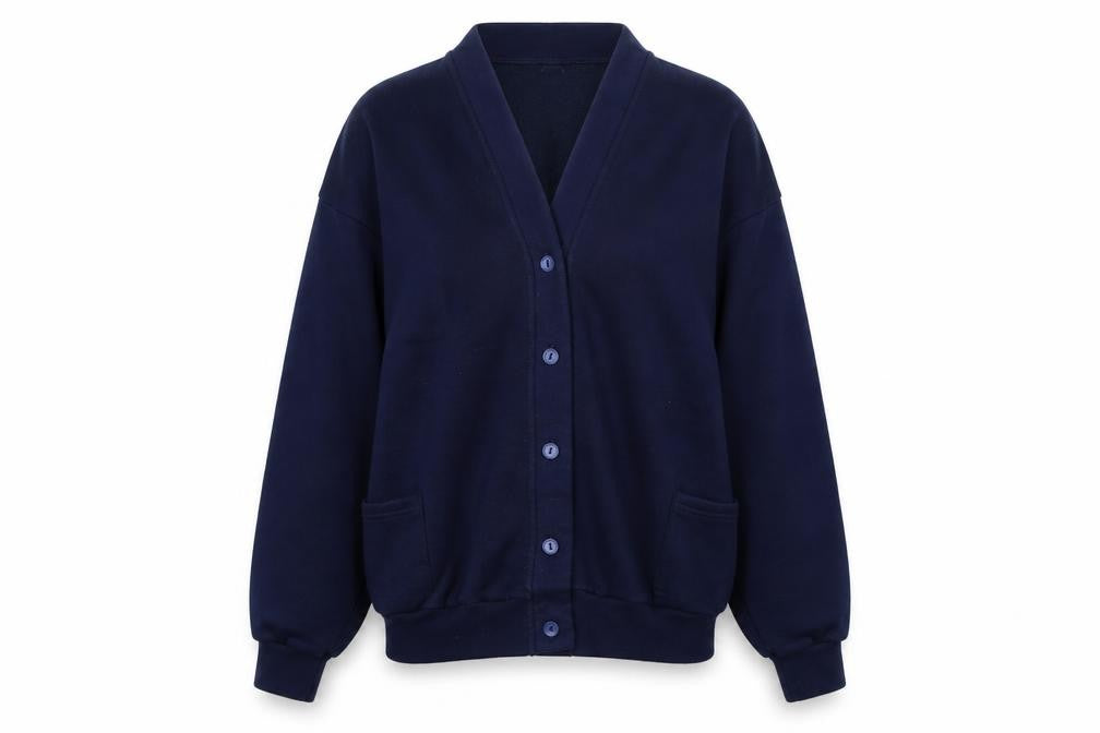 Uni Womens Blue V-Neck  Acrylic Cardigan Jumper Size M