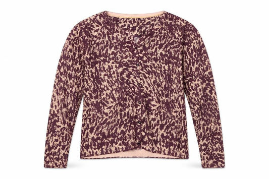 Front view of Next women’s purple round neck cotton cardigan jumper, size UK 12